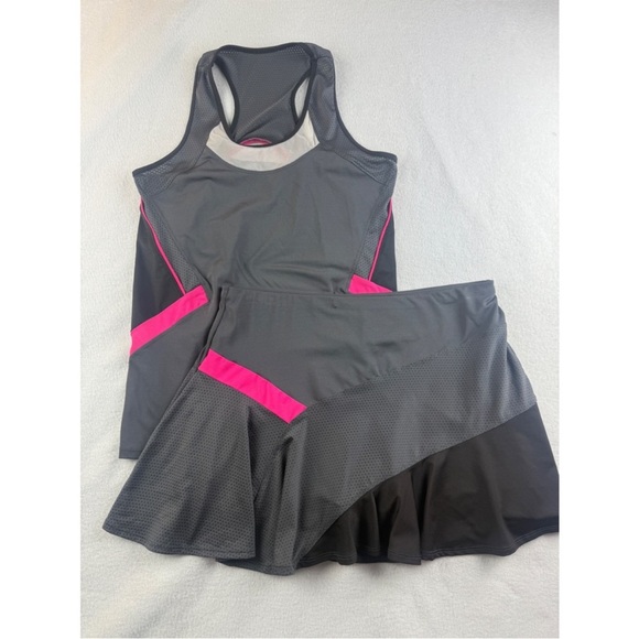 Lucky in Love Charcoal and Fuchsia Tennis or Pickleball Skirt Set - Picture 3 of 13